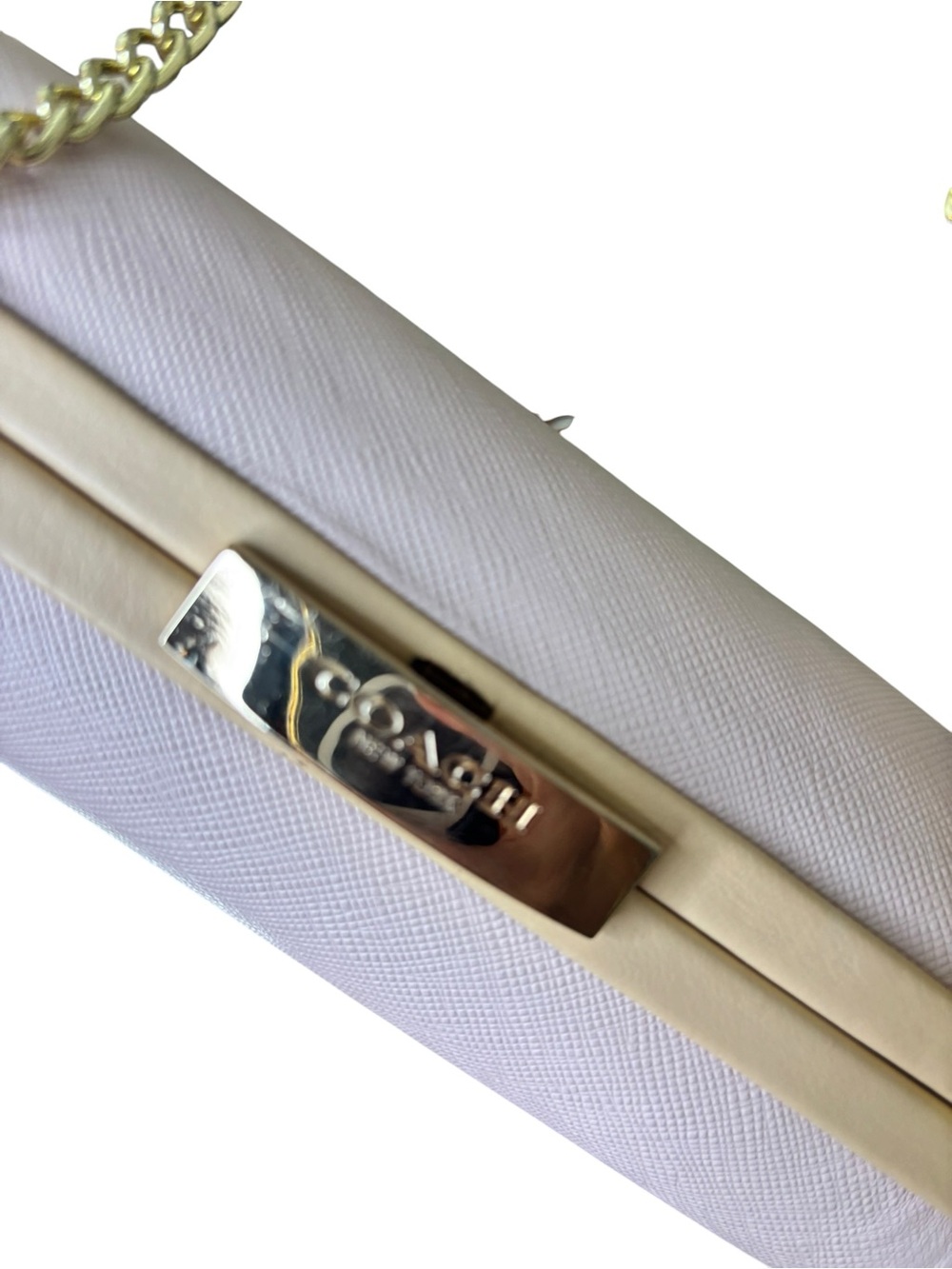 Coach Pink Saffiano Leather Clutch with Gold Chain - Picture 4 of 7